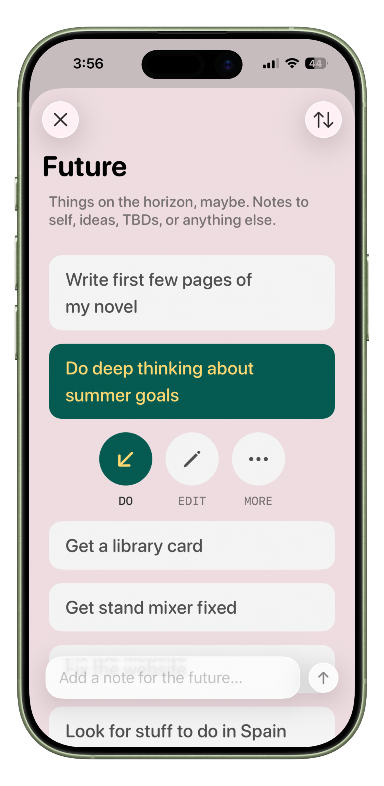 Solarday Future view for forward-looking tasks and ideas